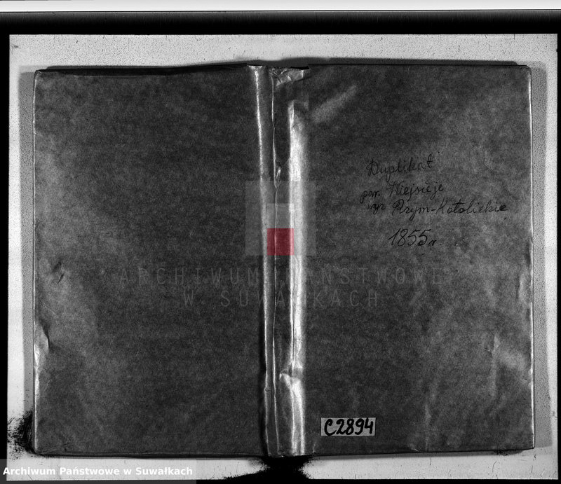 Obraz 2 z jednostki "Księga duplikat aktów urodzenia, małżeństw i zejścia parafii wiejsiejskiej z roku 1855"