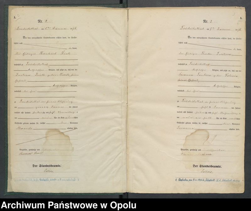 Obraz z jednostki "Urząd Stanu Cywilnego w Opolu 1876 Rejestr Urodzeń [Budkowice Stare]"