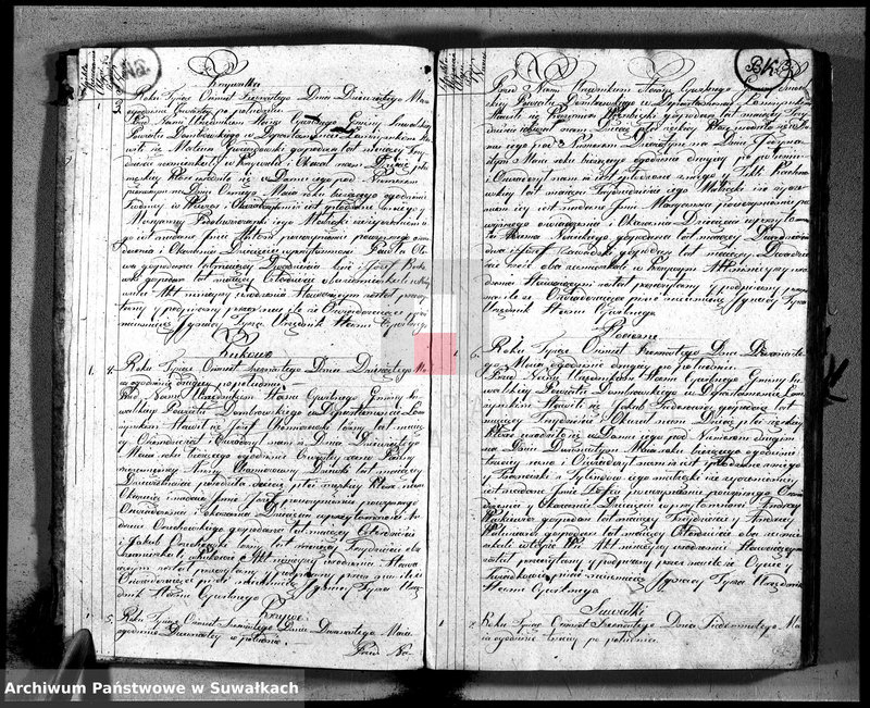 image.from.unit.number "Księga aktu urodzenia gminy suwalskiey, powiatu dąbrowskiego w departamencie łomżyńskim od dnia 1 maja 1816 do maja 1817 roku"