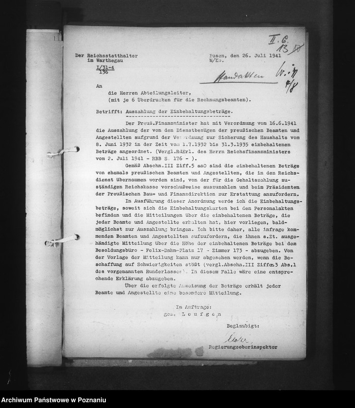 Obraz 18 z jednostki "Erlasse und Bestimmungen"