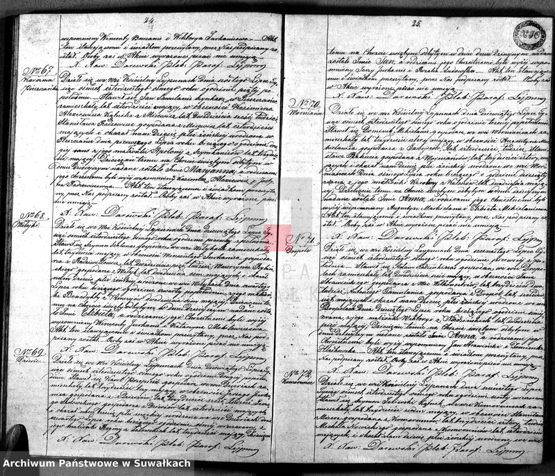 image.from.unit.number "Duplikat Aktów urodzenia Małżeństwa i Zeyścia Parafii Leypuny z roku 1848"