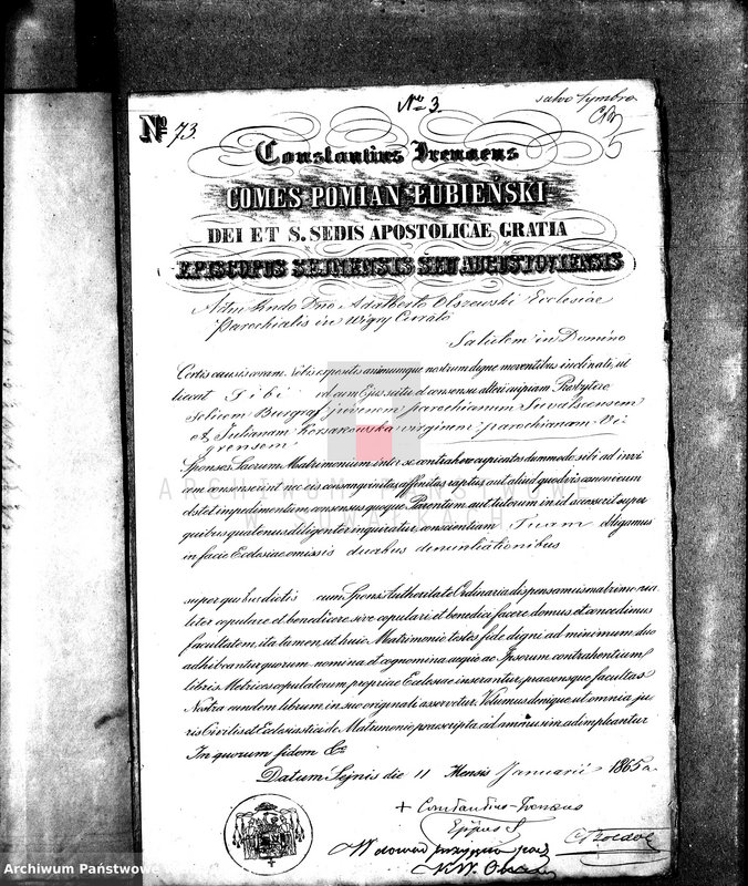 image.from.unit.number "Anneksa do Akt Zaślubionych Parafii Wigierskiej z Roku 1865."