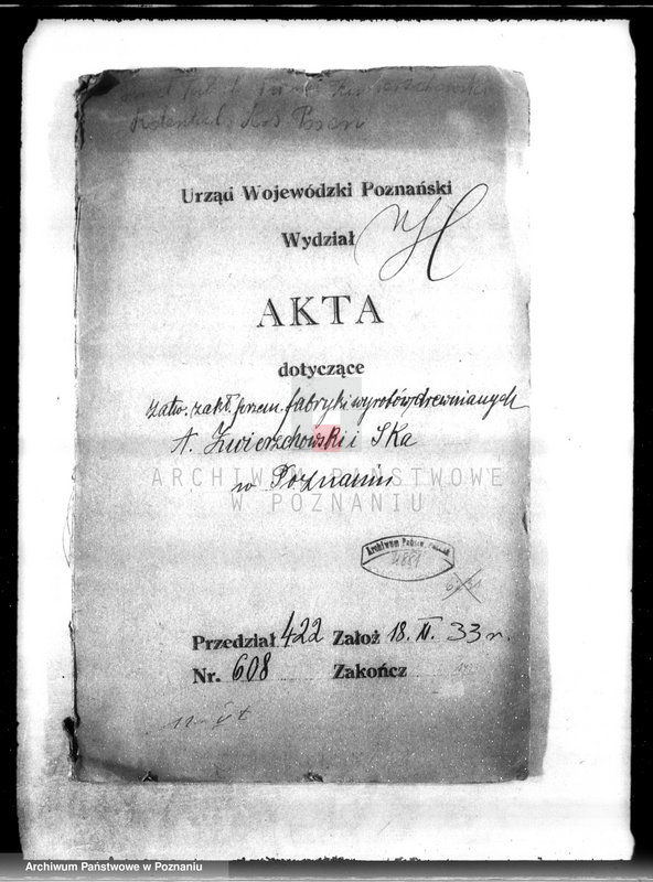 Obraz 4 z jednostki "Zatwierdzenie zakładu przemysłowego /fabryki wyrobów drewnianych/ A. Zwierzchowski i Spółka w Poznaniu"