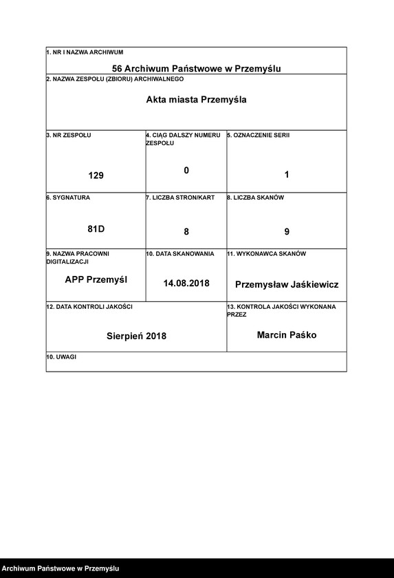 Obraz 1 z jednostki "Burmistrz i rajcy przemyscy potwierdzają nowy statut połączonego cechu złotniczego, malarskiego i konwisarskiego."