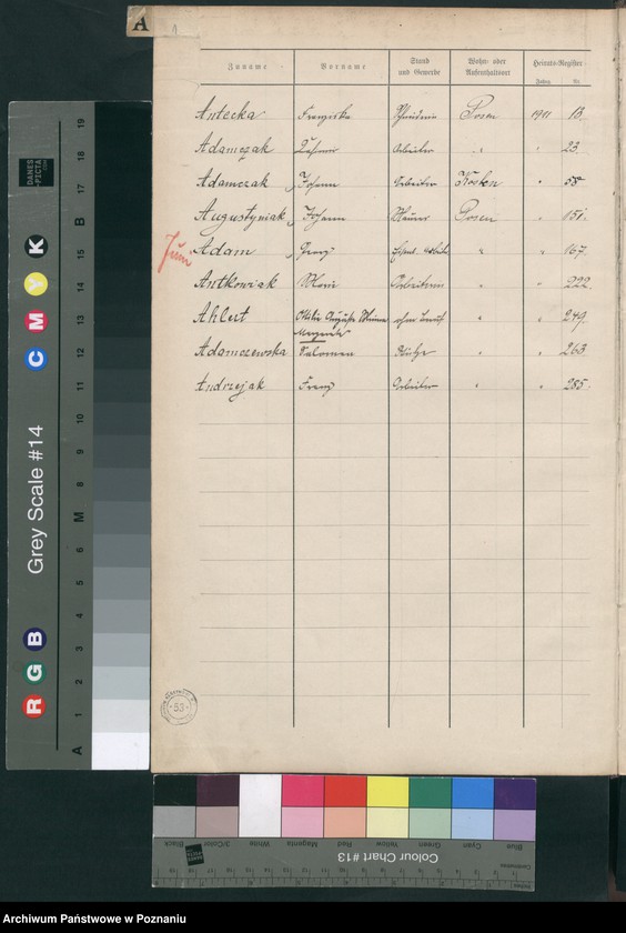 Obraz 3 z jednostki "Spis alfabetyczny małżeństw za 1911"