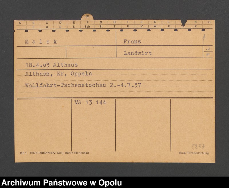 Obraz 3 z jednostki "[Malek Franz, ur. 18.4.1903 Althaus]"