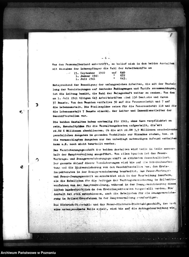 Obraz 11 z jednostki "Kontrola organizacji i działalności poznańskiej ubezpieczalni ogniowej i ubezpieczalni na życie"