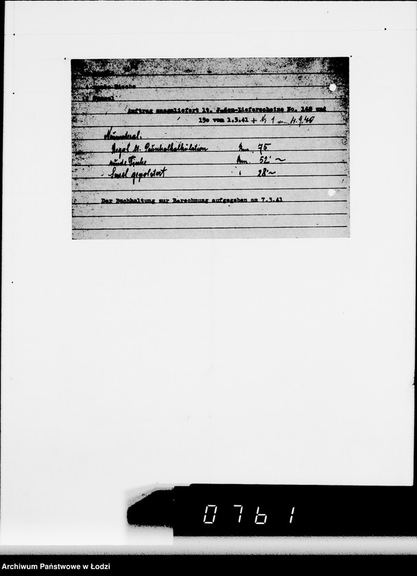 Obraz 7 z jednostki "Ausgelieferte und bezahlte Kommisionen Konto 1-6. [Wnioski na meble biurowe w zakładzie Getta w Łodzi]"