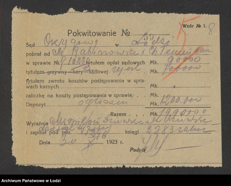 Obraz 10 z jednostki "Mowsza Rabinowicz i Chaim Tenenbaum- kupno i sprzedaż towarów manufakturowych"