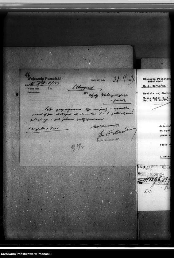 Obraz 20 z jednostki "Zatwierdzenie projektu zakładu przemysłowego nr 523 / rzeźni/ własność Marcelego Żółtowskiego w Zadorach /pow. kościański/"