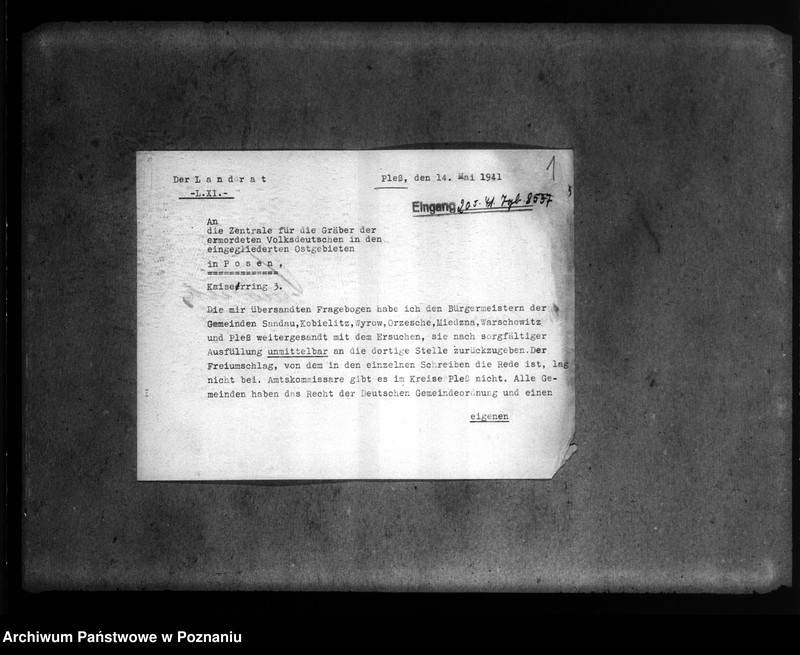 Obraz 5 z jednostki "Amtliche Meldungen Kreis Pless (Pszczyna)"