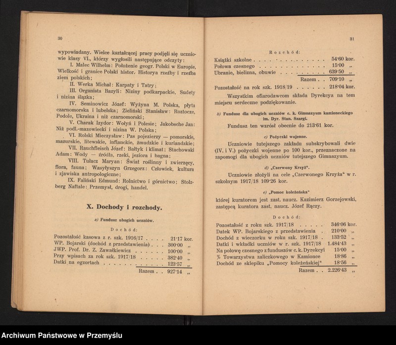 image.from.unit.number "II Sprawozdanie Dyrekcji C.k. Gimnazjum w Kamionce Strumiłowej za rok szkolny 1917/18"