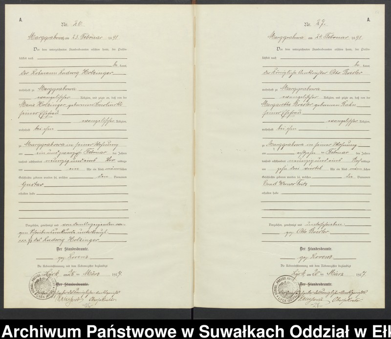 image.from.unit.number "A1.Geburts-Register [Haupt-Register] Standesamt Stadtgemeinde Marggrabowa No.1 bis 144"