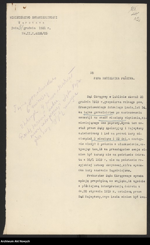 image.from.unit.number "Ułaskawienia z b. Kongresówki - uwzględnione, dotyczące: gorzelnictwa, kradzieży, usuwania sublokatorów, pobicia, zabójstw, przemytu, łapownictwa, fałszerstwa"