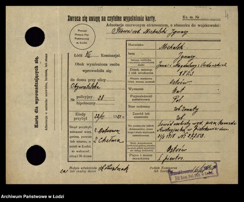 Obraz 6 z jednostki "[Spis ludności Łodzi] Michalski - Michałowicz"