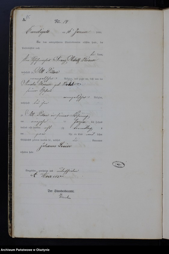 image.from.unit.number "Geburts-Haupt-Register Tom I,Nr 1 - 150"