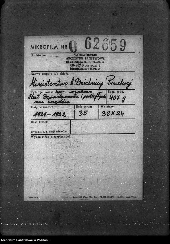 Obraz 2 z jednostki "Sprawy osobowe Etat Departamentu i podległych mu urzędów"