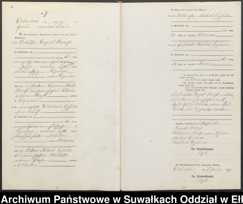 image.from.unit.number "Heiraths-Neben-Register des Preussischen Standes-Amtes Orlowen Kreis Lötzen"