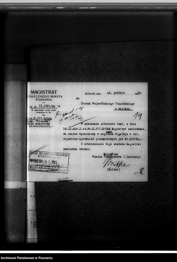 Obraz 18 z jednostki "Zatwierdzenie zakładu przemysłowego /wytwórni musztardy/ "Stenomy" w Poznaniu"