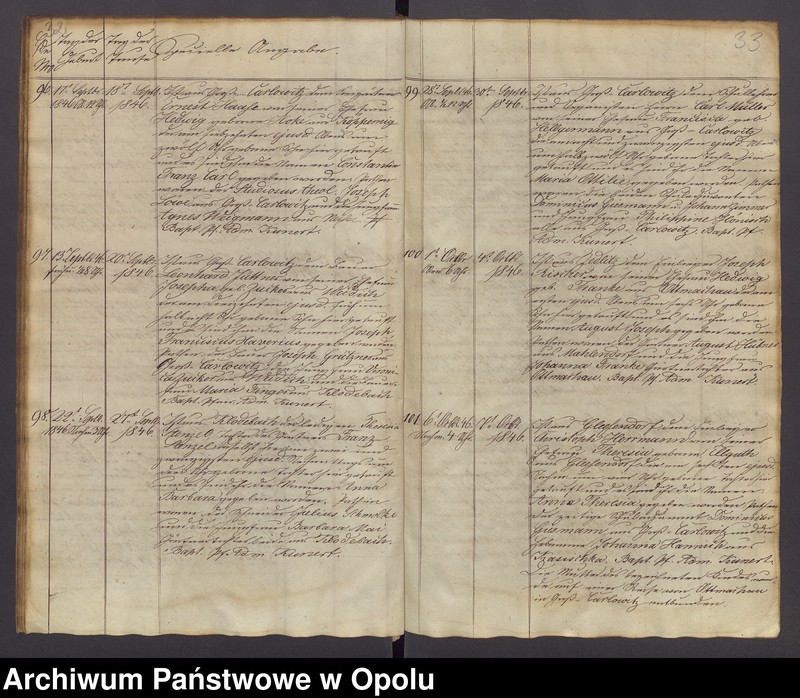 image.from.unit.number "Duplicat der in der katholischen Parochie Gross-Carlowitz Ottmachauer Archipresbyterats Grottkauer Kreises stattgefundenen Taufen, Traungen und Begräbnisse pro 1846"