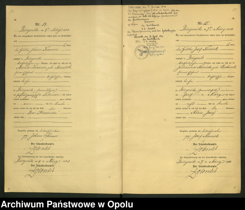 Obraz 11 z jednostki "Urząd Stanu Cywilnego Dziergowice Księga urodzeń rok 1900-02"