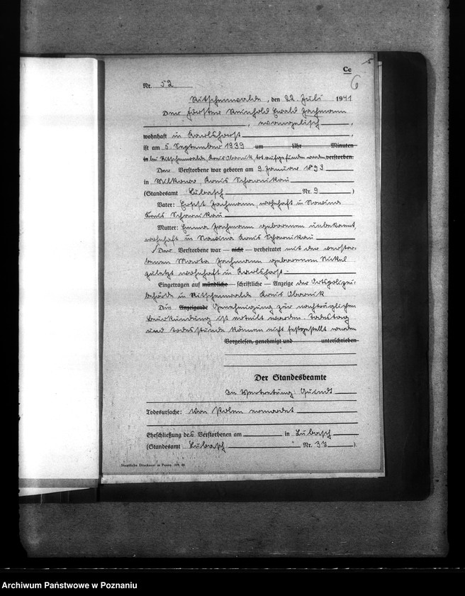 Obraz 10 z jednostki "Kreis Obornik (Oborniki). Wykazy miejscowych Niemców, którzy zginęli w 1939 roku"