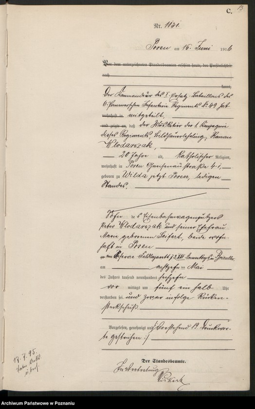 Obraz 15 z jednostki "Księga miejscowa zgonów tom III [Rejestr główny zgonów]"