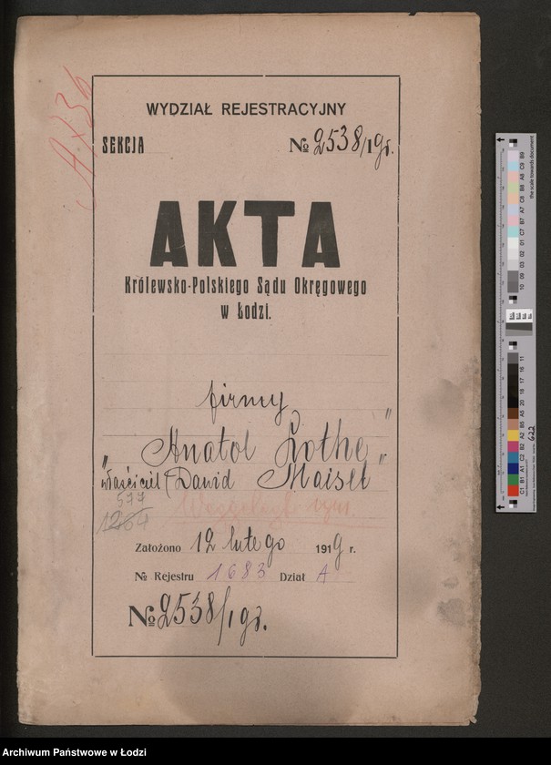 Obraz 2 z jednostki "Anatol Lothe, właściciel Dawid Maisel- fabrykacja i sprzedaż towarów manufakturowych"