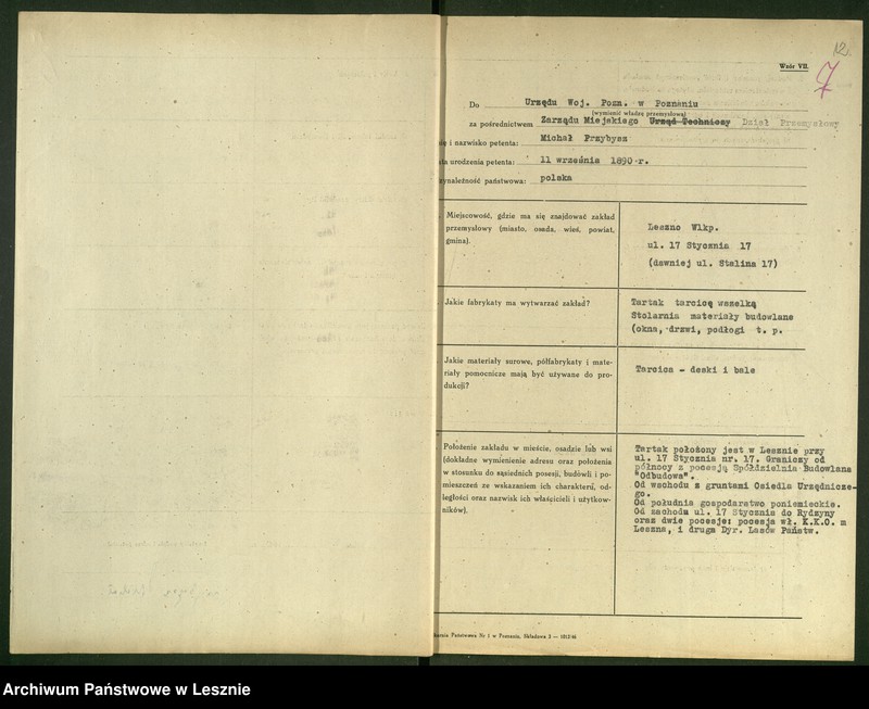Obraz 10 z jednostki "[Tartak - Michał Przybysz - rejestracja]"