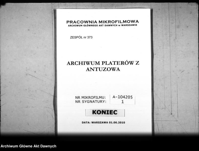 Obraz z zespołu "Archiwum Platerów z Antuzowa"