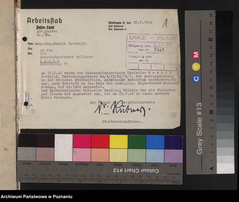 Obraz 4 z jednostki "Umsiedlungsmeldungen der SS - Arbeitsstäbe - Kreis Posen - Land [Powiat - Poznań]"