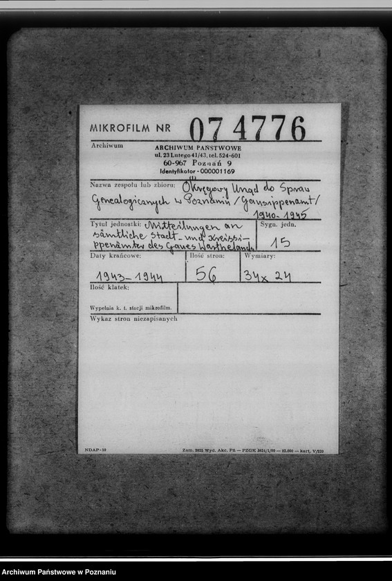 Obraz 2 z jednostki "Mitteilungen an sämtliche Stadt - und Kreissippenämter des Gaues Warthelands"