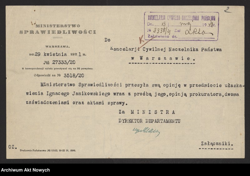 image.from.unit.number "Ułaskawienia z b. Kongresówki - nieuwzględnione, ale najczęściej objęte amnestią, dotyczące zabójstw, pobicia, kradzieży, oszustwa, spraw mieszkaniowych, gorzelnictwa, zniesławienia, zniewagi duchowieństwa i obrządków kościoła rzymsko - katolickiego, wykroczeń funkcjonariusza policji, występowania przeciw służbie wojskowej oraz powtarzania w czasie odwrotu wojska polskiego rzekomych wieści o jego klęskach"