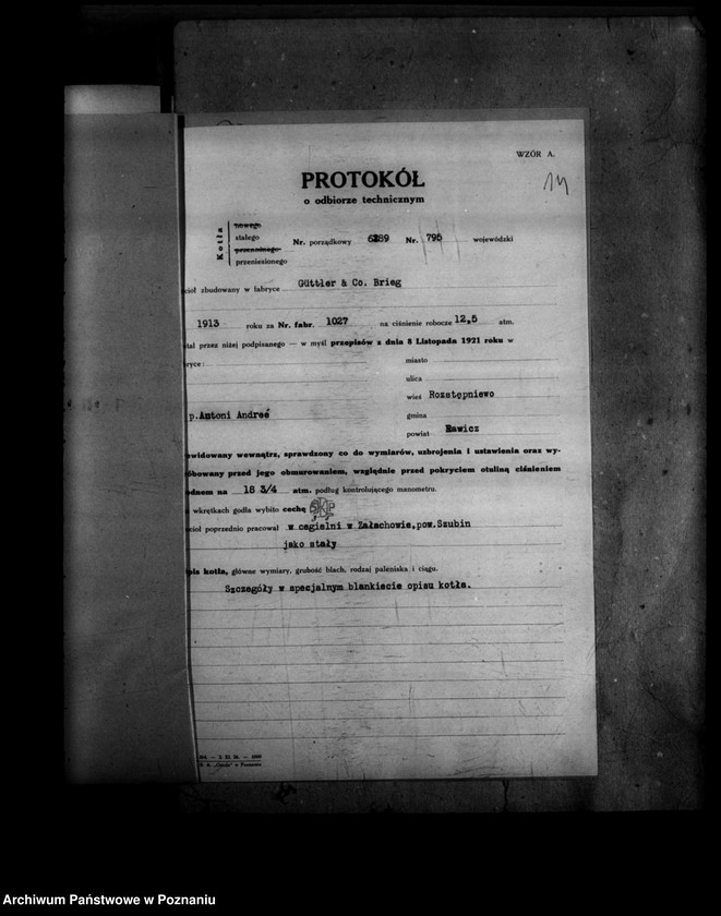 image.from.unit.number "Cegielnia parowa w Rostępniewie powiat rawicki A. Andrea nr woj. kotła 795"
