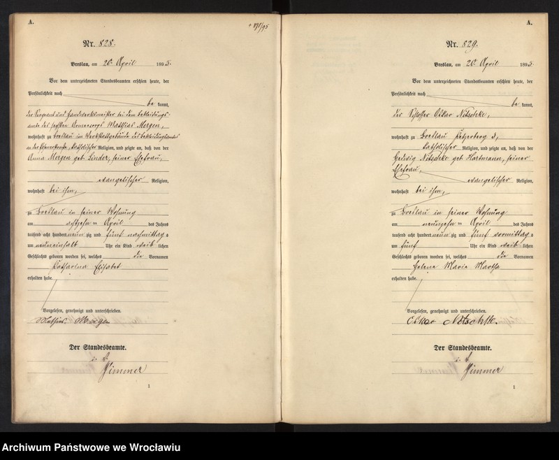 image.from.unit.number "Geburts-Haupt-Register Breslau I 1895 Band 3"