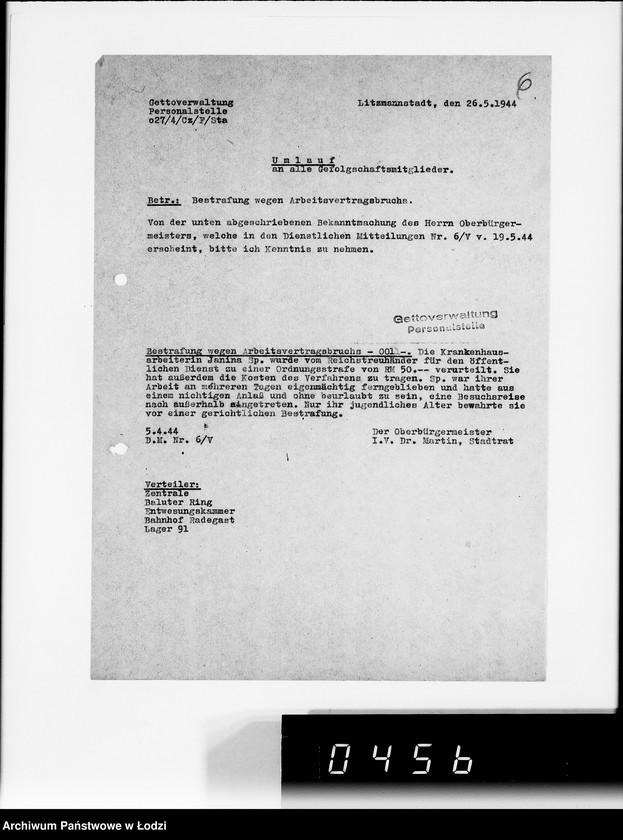 Obraz 10 z jednostki "Umläufe. [Pisma okólne do wydziałów i pracowników G.V.]"