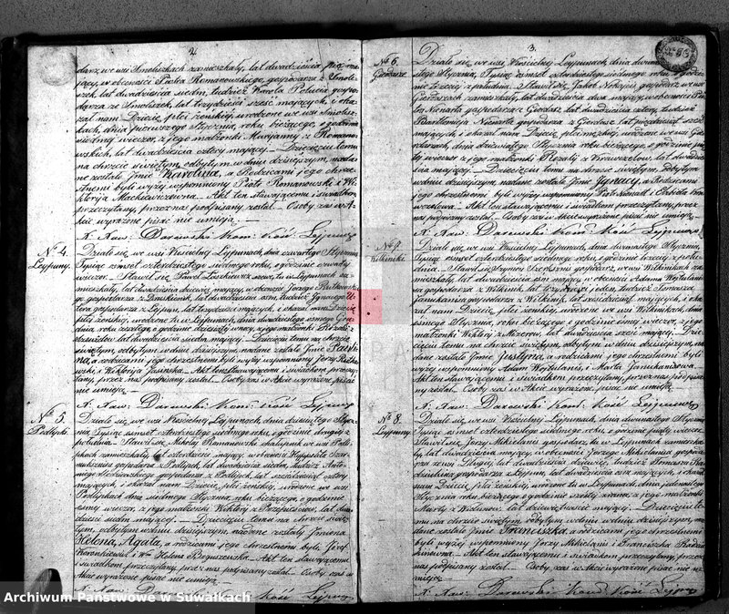 Obraz 4 z jednostki "Księga Duplikat Aktów Urodzonych, Zaślubionych i Umarłych w Parafij Leypuńskiey za Rok 1847"