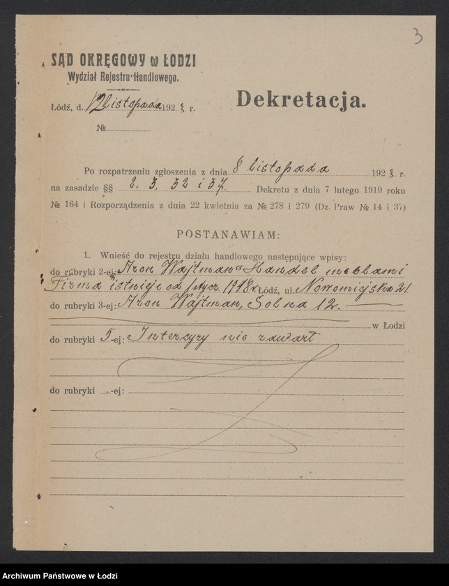 Obraz 5 z jednostki "Aron Wajtman- handel meblami"