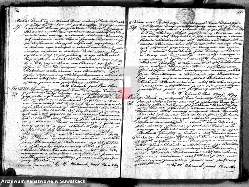 image.from.unit.number "Duplikat akt urodzonych, zaślubionych i umarłych parafii Wigry z roku 1852"