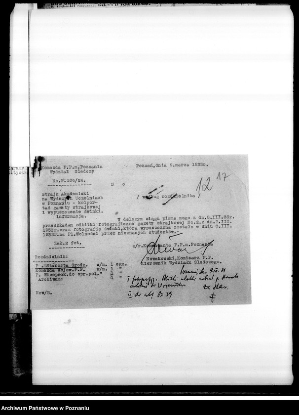 Obraz 19 z jednostki "Okólniki, zarządzenia, korespondencja dotycząca wyborów do Rady Miejskiej i wyborów kandydatów na radnych. Sprawy organizacyjne: wykazy personalne. Materiały dotyczące strajku akademickiego na wyższych uczelniach w Poznaniu"