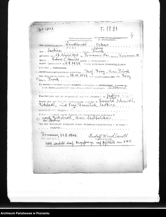 Obraz 8 z jednostki "Wykazy miejscowych Niemców, którzy zginęli w 1939 roku w różnych powiatach"