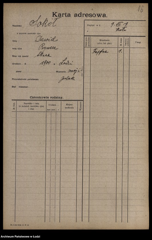 Obraz 20 z jednostki "[Spis ludności Łodzi] Sokowska-Sońska"