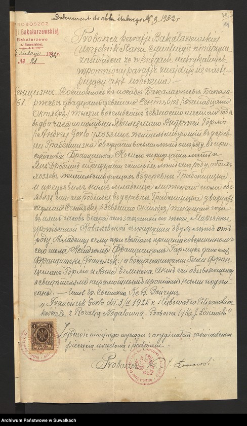 image.from.unit.number "Dokumenty przedstawione do ślubnych aktów stanu cywilnego sporządzonych w roku 1932 w parafji rzymsko-katolickiej Filipów"