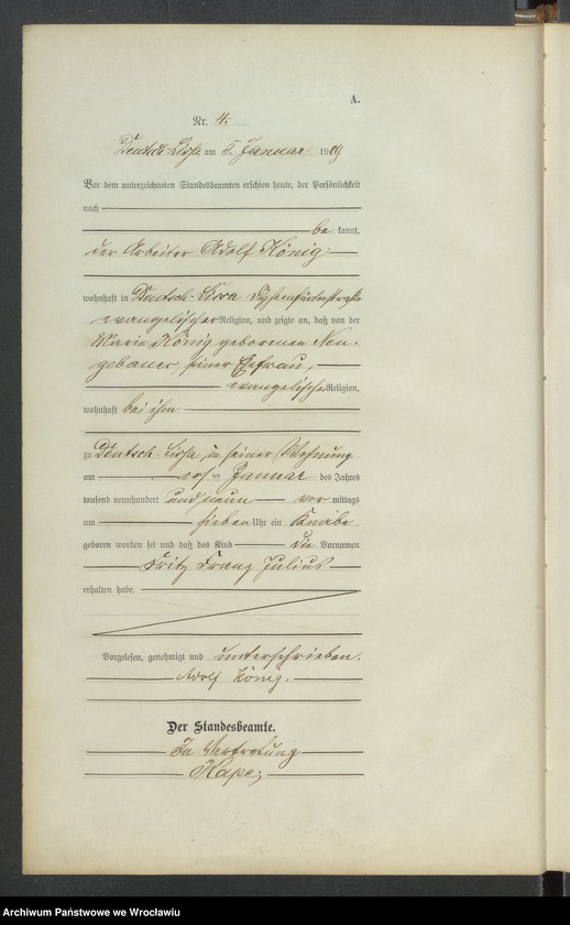 image.from.unit.number "Księga urodzeń Leśnica (Deutsch Lissa) 1909"