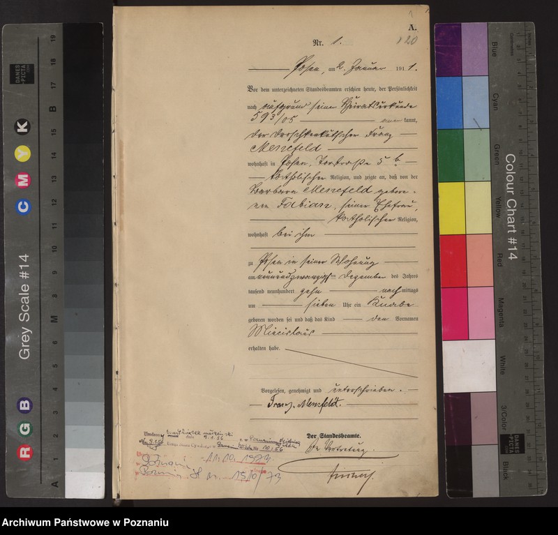 Obraz 2 z jednostki "Księga miejscowa urodzeń tom I [Rejestr główny urodzeń]"