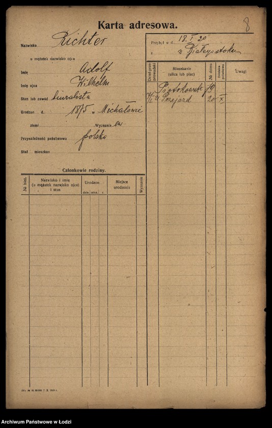 Obraz 10 z jednostki "[Spis ludności Łodzi] Richter"