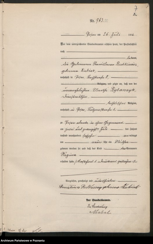 Obraz 9 z jednostki "Księga miejscowa urodzeń tom III [Rejestr główny urodzeń]"