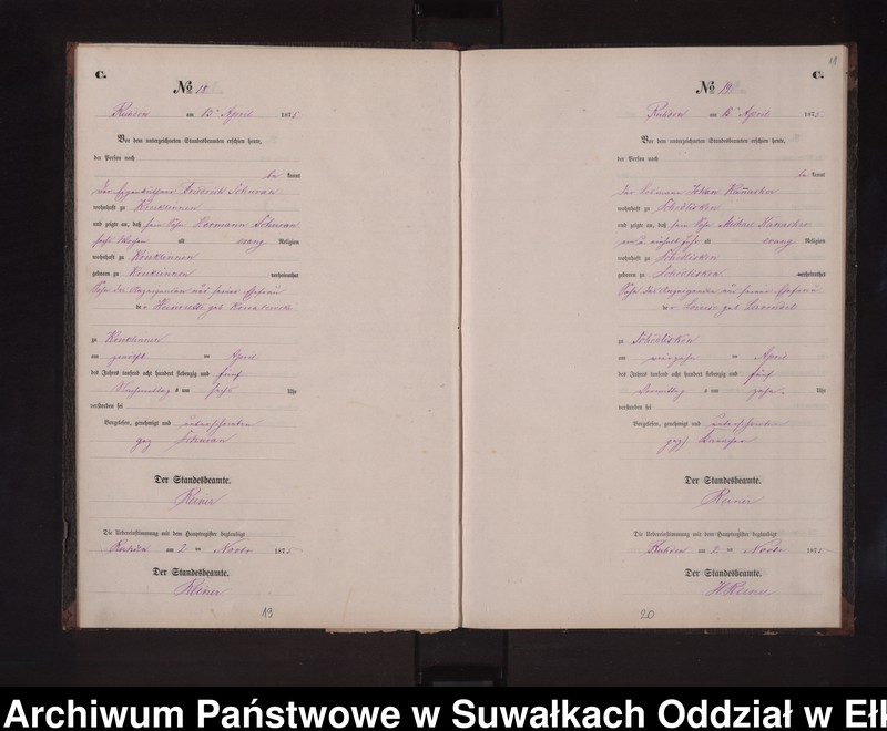 image.from.unit.number "Sterbe-Neben-Register des Preussischen Standes-Amtes Stasschwinnen Kreis Loetzen"