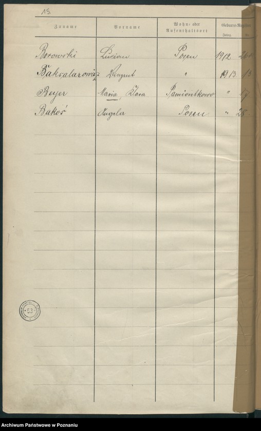 Obraz 11 z jednostki "Spis alfabetyczny urodzeń za 1912"