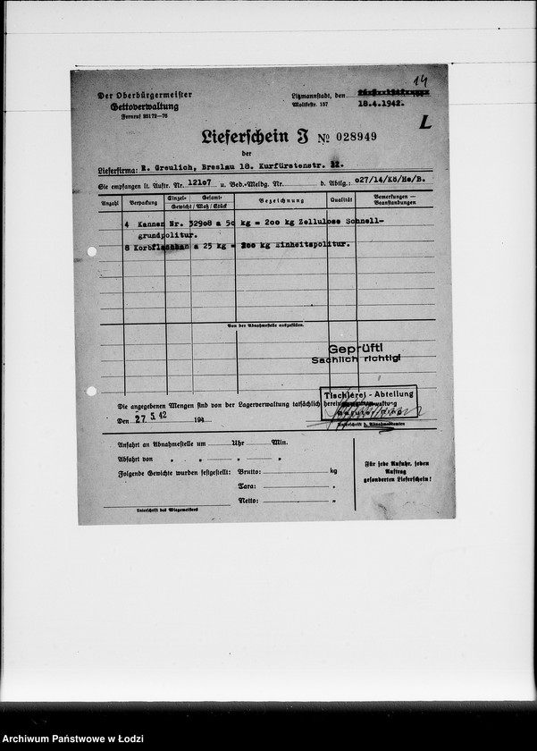 Obraz 18 z jednostki "Aufträge 15101-15108 und Rechnungen Firma R.Greulich Breslau.Chemische Produkte"